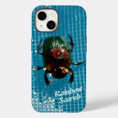 Rainbow Scarab Beetle op Blue Personalized Case-Mate iPhone Case (Achterkant)