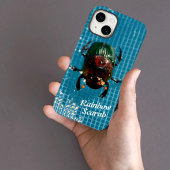 Rainbow Scarab Beetle op Blue Personalized Case-Mate iPhone Case