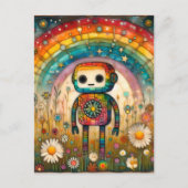 Rainbow Schattig Robot Briefkaart (Voorkant)