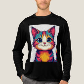 Rainbow Schattige Cat Cartoon Illustratie Tri-Blend Shirt (Voorkant volledig)