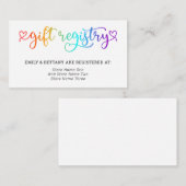 Rainbow Schattige Hearts Gift Registry LGBT Weddin Informatiekaartje (Voorkant / Achterkant)