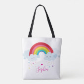 RAINBOW schattige wolken  felle kleuren naam Tote Bag (Achterkant)