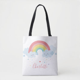 RAINBOW schattige wolken  pastelkleuren naam Tote Bag