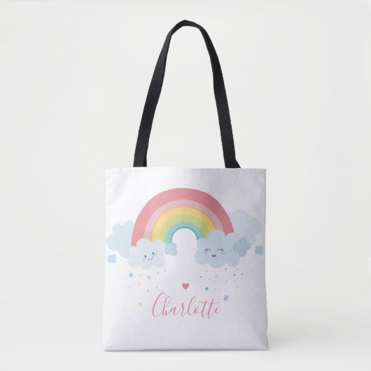 RAINBOW schattige wolken pastelkleuren naam Tote Bag (Voorkant)