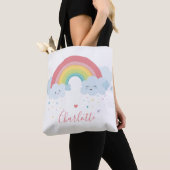 RAINBOW schattige wolken pastelkleuren naam Tote Bag (Dichtbij)