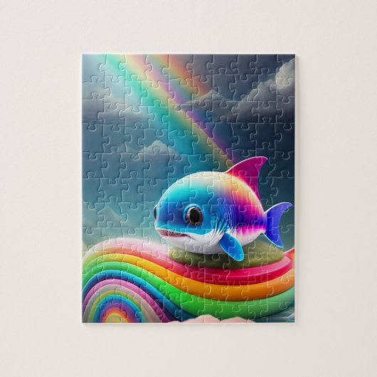 Rainbow Schattigee Baby Shark Legpuzzel (Verticaal)