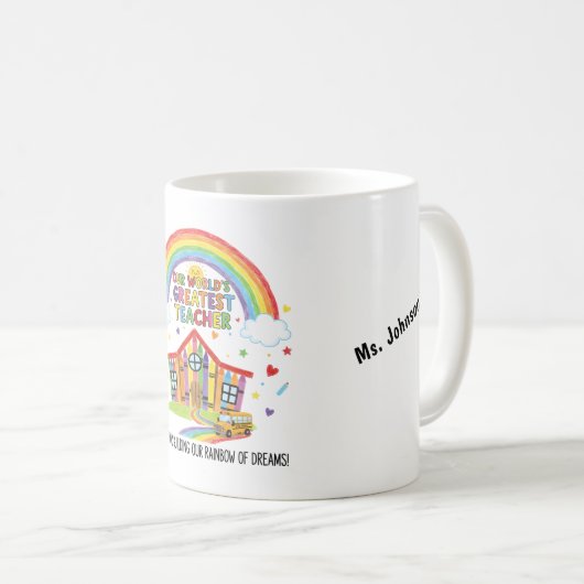 Rainbow School Smiling Sun Worlds Greatest Teacher Koffiemok (Voorkant rechts)