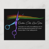 Rainbow Scissors Hair Stylist Chic Salon Marketing Briefkaart (Voorkant)