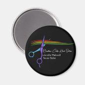 Rainbow Scissors Hair Stylist Chic Salon Marketing Magneet (Voorkant / Achterkant)