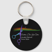 Rainbow Scissors Hair Stylist Chic Salon Marketing Sleutelhanger (Achterkant)