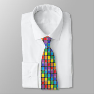 Rainbow Scratched Squares Stropdas