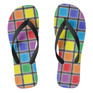 Rainbow Scratched Squares Teenslippers