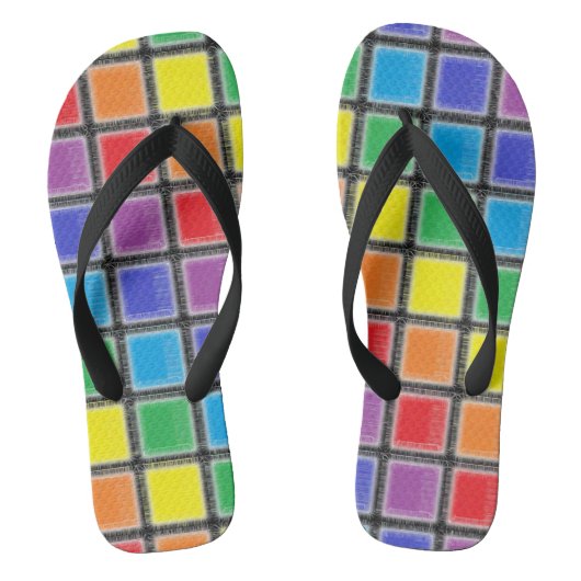 Rainbow Scratched Squares Teenslippers (Voetbed)