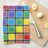 Rainbow Scratched Squares Theedoek (Quarter Fold)