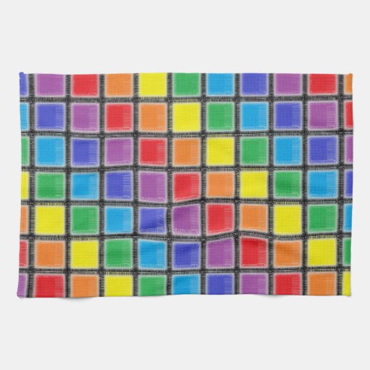 Rainbow Scratched Squares Theedoek (Horizontaal)