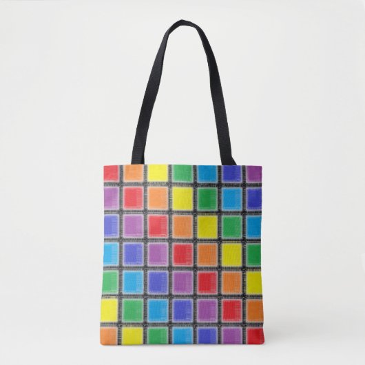 Rainbow Scratched Squares Tote Bag (Voorkant)