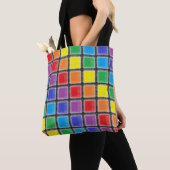 Rainbow Scratched Squares Tote Bag (Dichtbij)