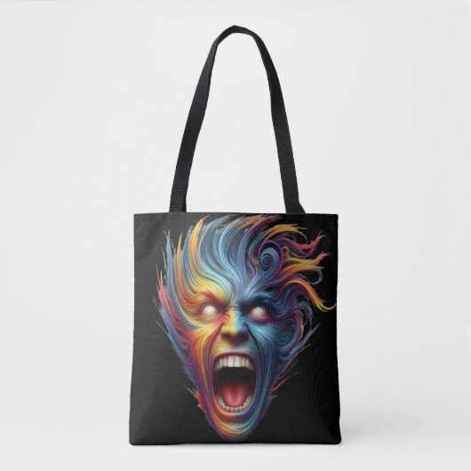 Rainbow Scream: Psychedelische Emotionele Bevrijdi Tote Bag (Voorkant)