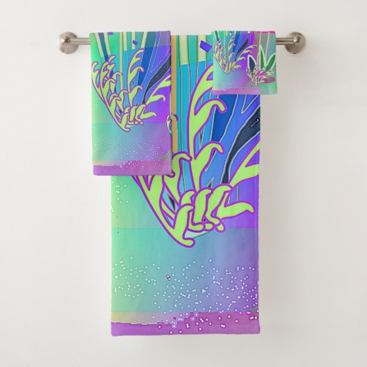 Rainbow Scribble Bloesems Bad Handdoek (Insitu)