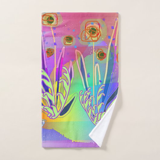 Rainbow Scribble Bloesems Bad Handdoek (Handdoek)