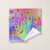 Rainbow Scribble Bloesems Bad Handdoek (Wasdoekje)