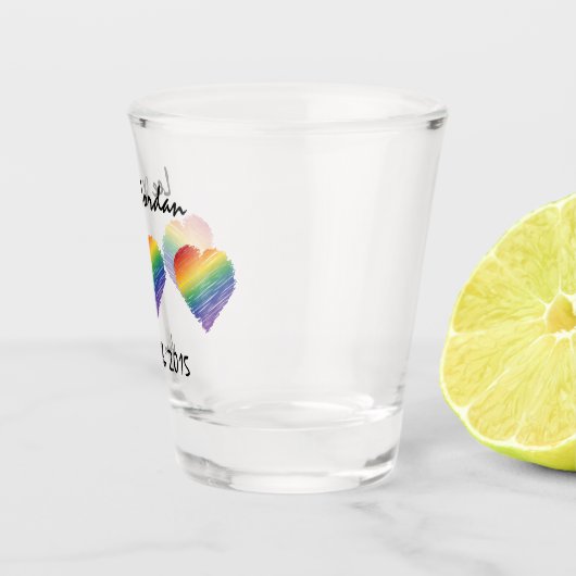 Rainbow Scribble Heart Shot Glas (Rechts)