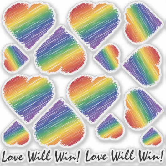 Rainbow Scribble Heart Variëteit formaat Sticker (Voorkant)