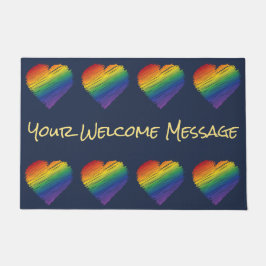 Rainbow Scribble Heart welkomstmat Deurmat