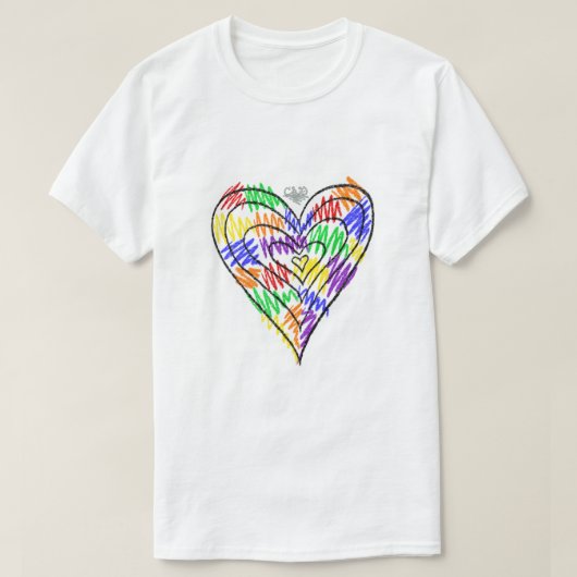 Rainbow Scribbles (hart) T-shirt (Design voorkant)