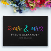 Rainbow Script Black Mr & Mr Gay Wedding Gastenboek