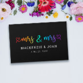 Rainbow Script Black Mrs & Mrs Lesbian Wedding Gastenboek