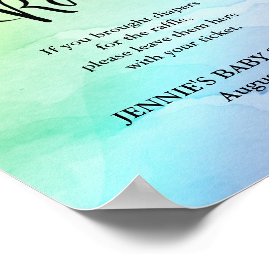 Rainbow Script Diaper Raffle Shower Display Poster (Hoek)