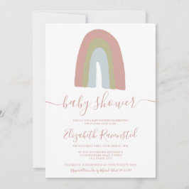 Rainbow script kalligrafie neutraal baby shower kaart