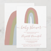 Rainbow script kalligrafie neutraal baby shower kaart (Voorkant / Achterkant)