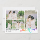 Rainbow Script Wedding Photo Collage Bedankt (Voorkant)
