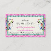 Rainbow scroll blad blauwgroen roze damast randen visitekaartje (Achterkant)