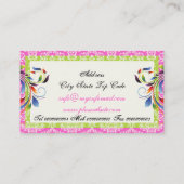 Rainbow scroll blad limoen roze damast randen visitekaartje (Achterkant)