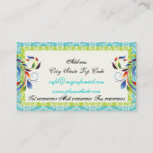 Rainbow scroll blad limoen turquoise damast randen visitekaartje (Achterkant)