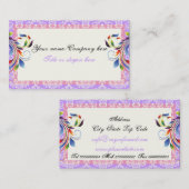 Rainbow scroll blad paarse roze damast randen visitekaartje (Voorkant / Achterkant)