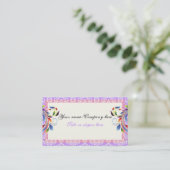 Rainbow scroll blad paarse roze damast randen visitekaartje (Staand voorkant)