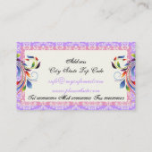 Rainbow scroll blad paarse roze damast randen visitekaartje (Achterkant)