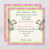 Rainbow scroll leaf damast bruiloft kaart (Voorkant / Achterkant)