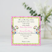 Rainbow scroll leaf damast bruiloft kaart (Staand voorkant)