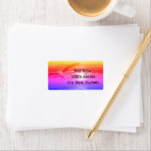 Rainbow Seagull Flies Ocean Personalize Address Etiket (Insitu)