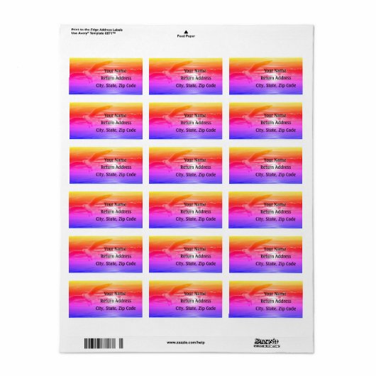 Rainbow Seagull Flies Ocean Personalize Address Etiket (Full Sheet)