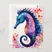 Rainbow Seahorse Bloemenkunst Briefkaart (Voorkant / Achterkant)
