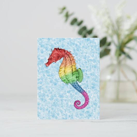 Rainbow Seahorse Briefkaart (Staand voorkant)
