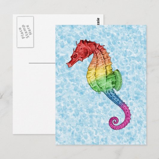 Rainbow Seahorse Briefkaart (Voorkant / Achterkant)