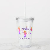 Rainbow Seahorse gepersonaliseerd Acryl Drinkbeker (Voorkant)