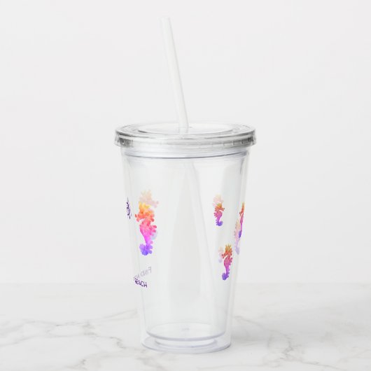 Rainbow Seahorse gepersonaliseerd Acryl Drinkbeker (Links)